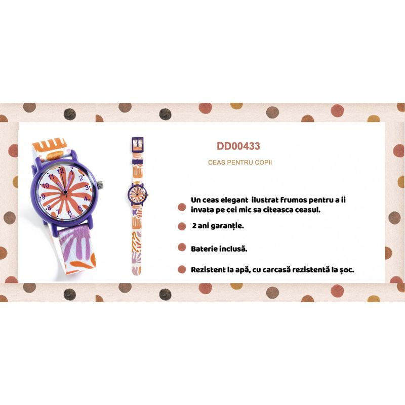 Fashion, accesorii si bijuterii - Copii - Accesorii copii - Bijuterii si ceasuri copii - Ceas de mana Frunze colorate, Djeco - Infinity.ro
