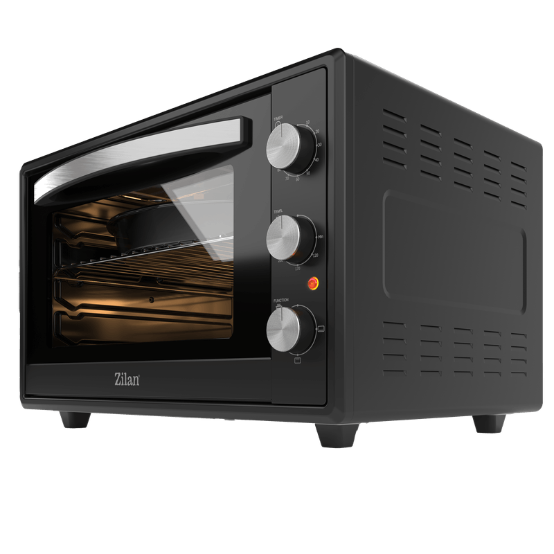 Electronice si Electrocasnice - Aragazuri, cuptoare si hote - Cuptoare - Cuptoare electrice - Cuptor electric Zilan ZLN2433, 2000W, 65L, Geam dublu, Timer, Termostat, 3 trepte putere, interior emailat, Negru - Infinity.ro