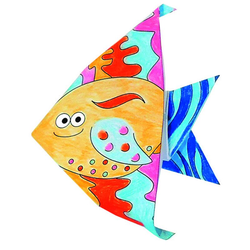 Jucarii, Copii si Bebe - Jucarii si jocuri - Jucarii & jocuri educative - Seturi de artizanat - Origami Pesti de colorat, Fridolin - Infinity.ro