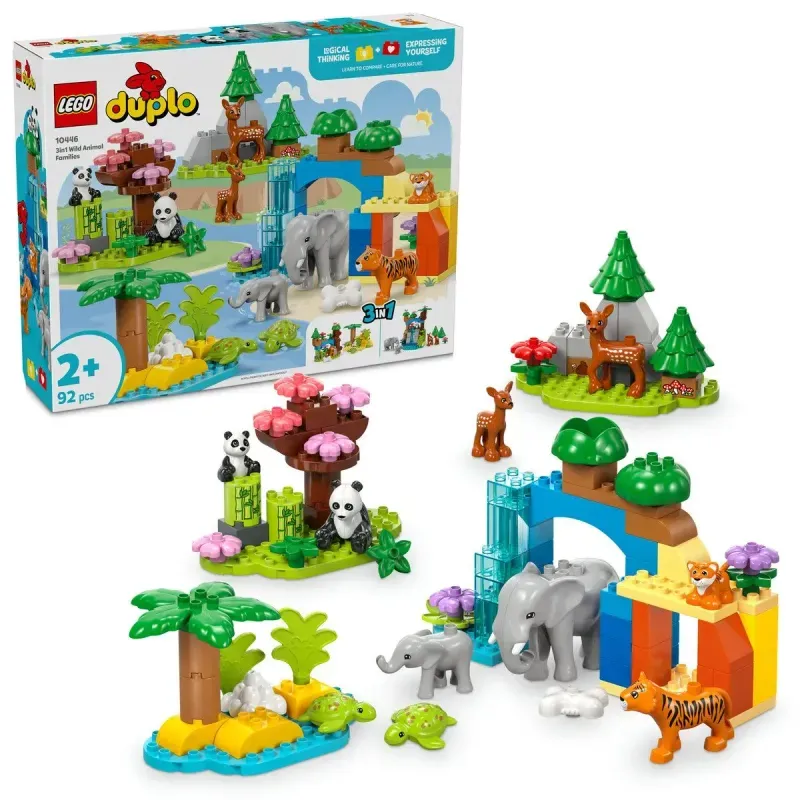 Jucarii, Copii si Bebe - Jucarii si jocuri - Seturi de constructie si cuburi - Seturi de constructie - Lego duplo familii de animale salbatice 3 in 1 10446 - Infinity.ro