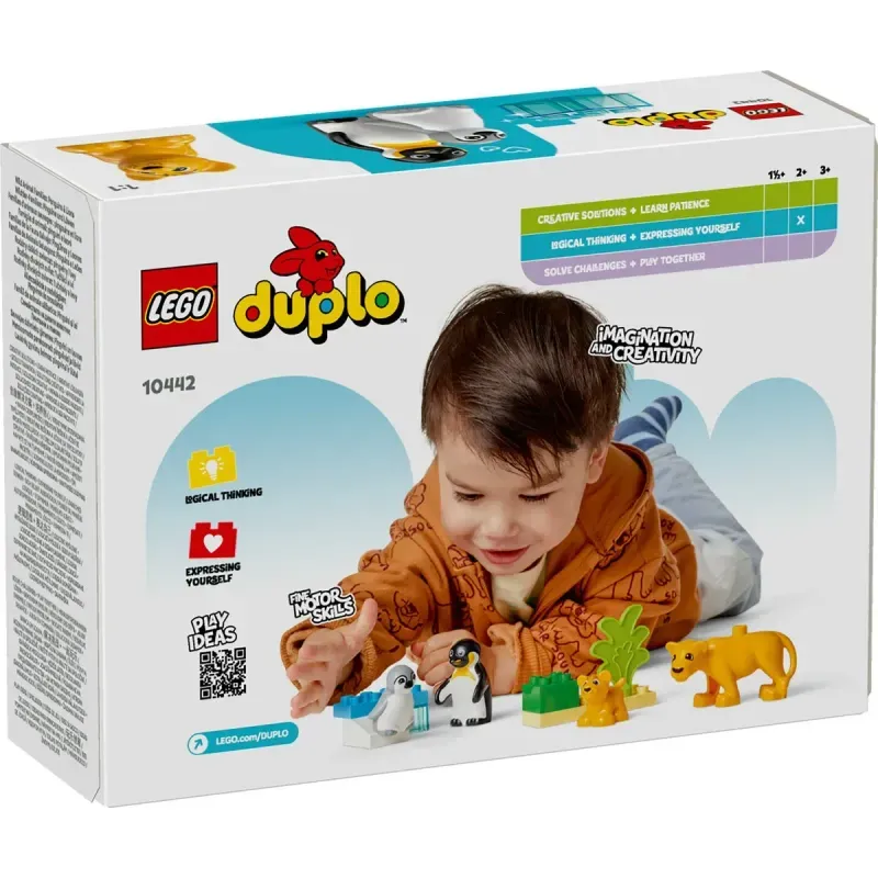 Jucarii, Copii si Bebe - Jucarii si jocuri - Seturi de constructie si cuburi - Seturi de constructie - Lego duplo familii de animale salbatice: pinguini si lei 10442 - Infinity.ro