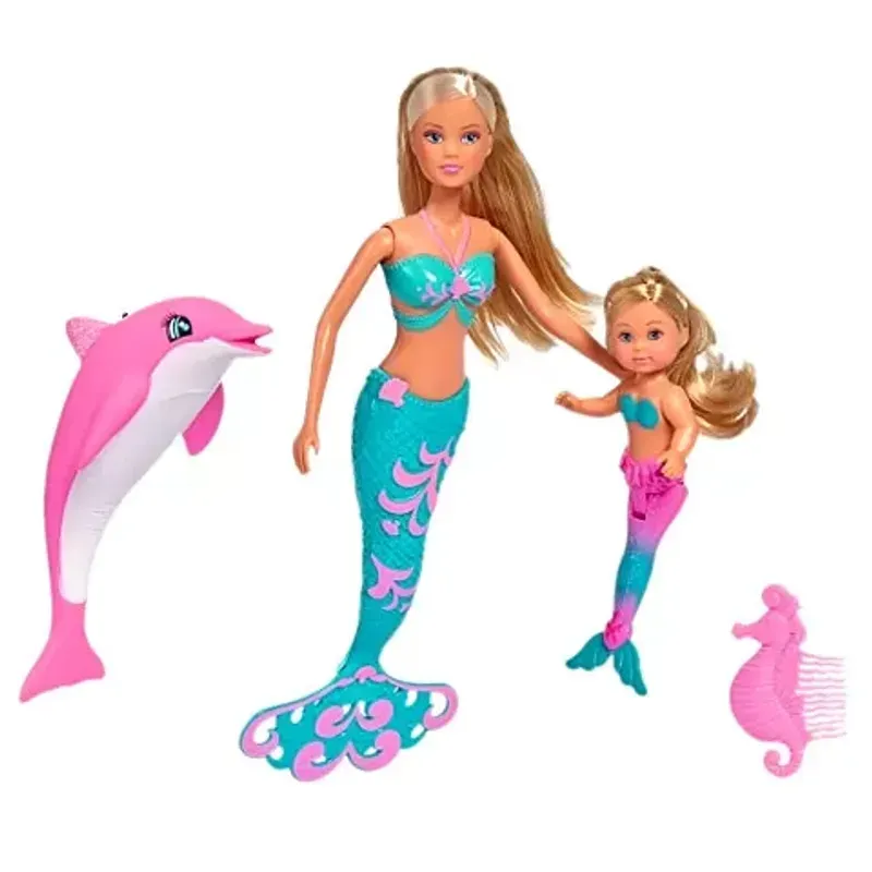 Jucarii, Copii si Bebe - Jucarii si jocuri - Papusi si accesorii - Papusi - Papusi steffi si evi sirene cu delfin - Infinity.ro