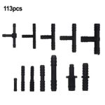 Auto si Moto - Piese auto utilaje - Piese auto utilaje industriale - Set de Reductii, Ramificatii, Mufe, pentru furtune si conducte auto,113 bucati, Negru - Infinity.ro