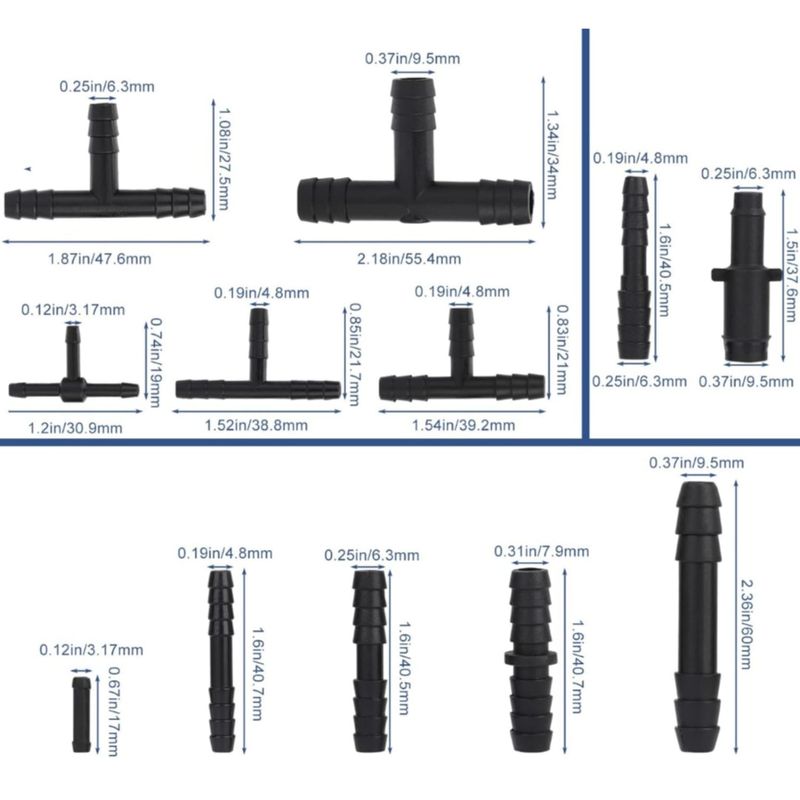 Auto si Moto - Piese auto utilaje - Piese auto utilaje industriale - Set de Reductii, Ramificatii, Mufe, pentru furtune si conducte auto,113 bucati, Negru - Infinity.ro