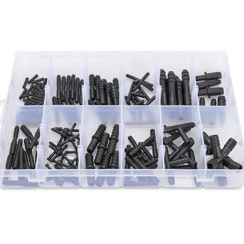 Auto si Moto - Piese auto utilaje - Piese auto utilaje industriale - Set de Reductii, Ramificatii, Mufe, pentru furtune si conducte auto,113 bucati, Negru - Infinity.ro