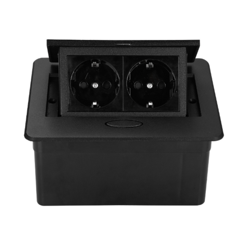 Casa si Gradina - Electrice - Prize - Priza Incorporabila Retractata, Adsinio, 2 Shucko, cablu 1.8m, curent nominal 16A, Aluminiu, Negru - Infinity.ro