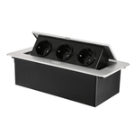 Casa si Gradina - Electrice - Prize - Priza Incorporabila Retractabila, Adsinio, 3 Shucko, Cablu 1.8m, Curent nominal 16A, Aluminiu si ABS, Gri-Negru - Infinity.ro