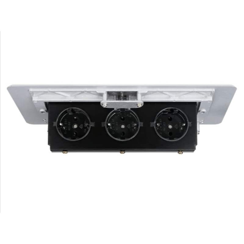 Casa si Gradina - Electrice - Prize - Priza Incorporabila Retractabila, Adsinio, 3 Shucko, Cablu 1.8m, Curent nominal 16A, Aluminiu si ABS, Gri-Negru - Infinity.ro