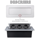 Casa si Gradina - Electrice - Prize - Priza Incorporabila Retractabila, Adsinio, 3 Shucko, Cablu 1.8m, Curent nominal 16A, Aluminiu si ABS, Gri-Negru - Infinity.ro