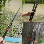 Sport si Outdoor - Sporturi acvatice - Pescuit - Lansete - Lanseta telescopica, Adsinio, Carbon, 2.1m, Lungime retractata 41cm, 155g, Inele din carbura de siliciu, SiC, negru rosu - Infinity.ro