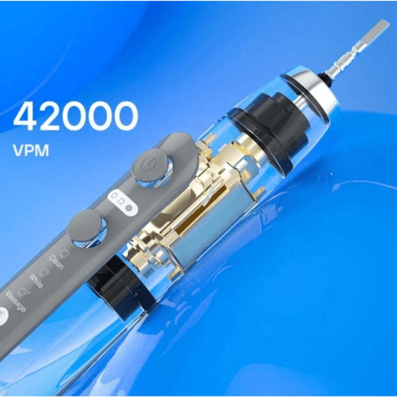 Ingrijire personala si Cosmetice - Igiena dentara - Periute de dinti electrice - Periuta de Dinti Electrica Profesionala Sonica, Adsinio, 4 periute interschimbabile, Afisaj digital, 3 Functii j, Gri - Infinity.ro