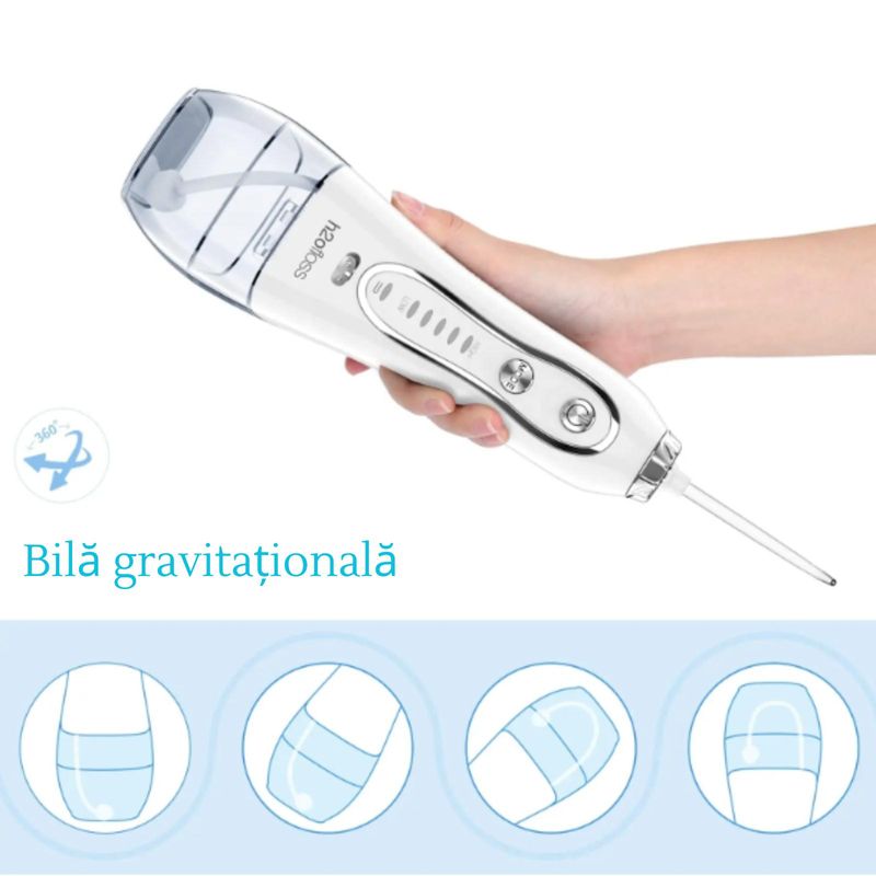 Ingrijire personala si Cosmetice - Igiena dentara - Irigatoare bucale - Irigator bucal profesional, Dus bucal, Adsinio, 8 Capete, 5 Trepte de presiune, Husa transport, Rezervor detasabil, Alb - Infinity.ro