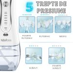 Ingrijire personala si Cosmetice - Igiena dentara - Irigatoare bucale - Irigator bucal profesional, Dus bucal, Adsinio, 8 Capete, 5 Trepte de presiune, Husa transport, Rezervor detasabil, Alb - Infinity.ro
