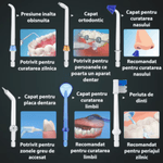 Ingrijire personala si Cosmetice - Igiena dentara - Irigatoare bucale - Irigator bucal profesional, Dus bucal, Adsinio, 8 Capete, 5 Trepte de presiune, Husa transport, Rezervor detasabil, Alb - Infinity.ro