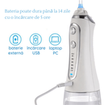 Ingrijire personala si Cosmetice - Igiena dentara - Irigatoare bucale - Irigator bucal profesional, Dus bucal, Adsinio, 8 Capete, 5 Trepte de presiune, Husa transport, Rezervor detasabil, Alb - Infinity.ro