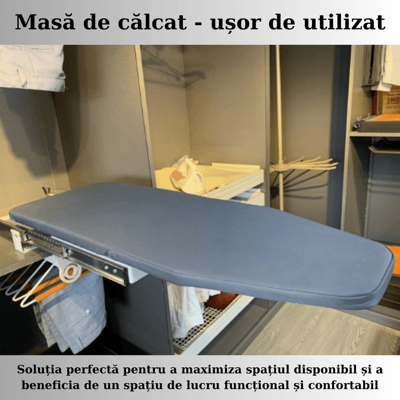 Market - Spalare si intretinere rufe - Mese de calcat - Masa de calcat, Adsinio, Incorporabila cu amortizare, Dimensiuni Inchisa-450mm/300mm/160mm, Deschisa- 800mm/300mm,,Gri - Infinity.ro
