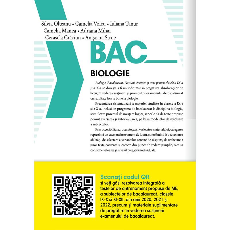 Carti si Birotica - Carti - Manuale si auxiliare scolare - Culegeri auxiliare - Bacalaureat 2025. Biologie. Notiuni teoretice si teste pentru clasele a IX-a si a X-a - Infinity.ro