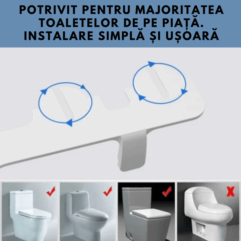 Casa si Gradina - Sanitare - Obiecte sanitare - Accesorii vase de toaleta - Bideu pentru vasul de wc, Adsinio, Non-electric, Apa calda sau rece, Presiune ajustabila, Buton auto curatare,2 duze - Infinity.ro