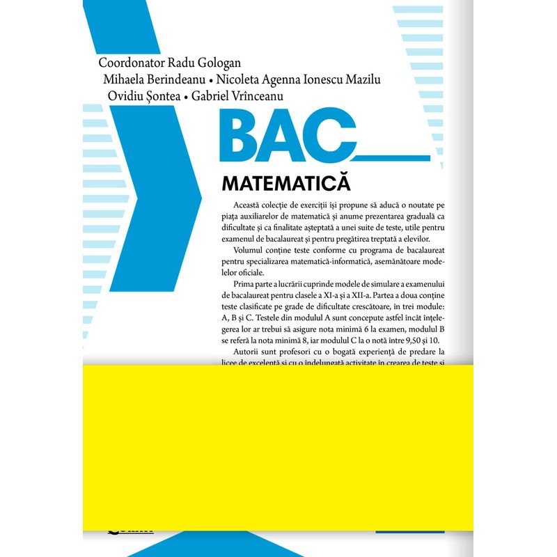 Carti si Birotica - Carti - Manuale si auxiliare scolare - Culegeri auxiliare - Bacalaureat 2025 - Matematica - Infinity.ro