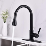 Casa si Gradina - Sanitare - Chiuveta bucatarie si accesorii - Baterii bucatarie - Baterie de bucatarie, Adsinio, dus extractabil, doua moduri de stropire, buton pentru stop, placa de baza, Negru - Infinity.ro
