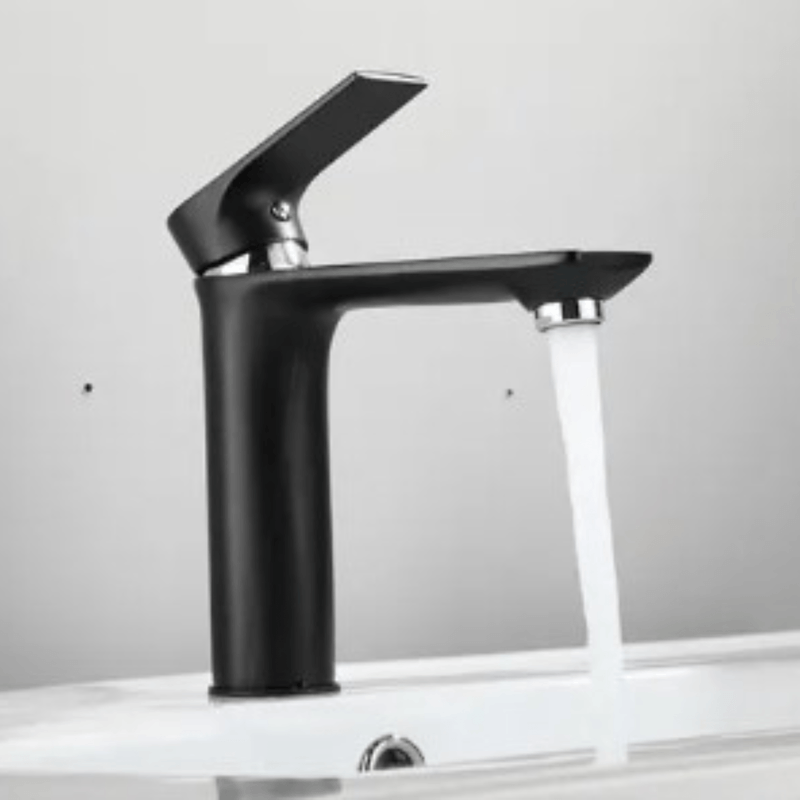 Casa si Gradina - Sanitare - Lavoar baie si accesorii - Baterii sanitare - Baterie Lavoar, Adsinio, Pipa plata, Corp de cupru, Negru - Infinity.ro