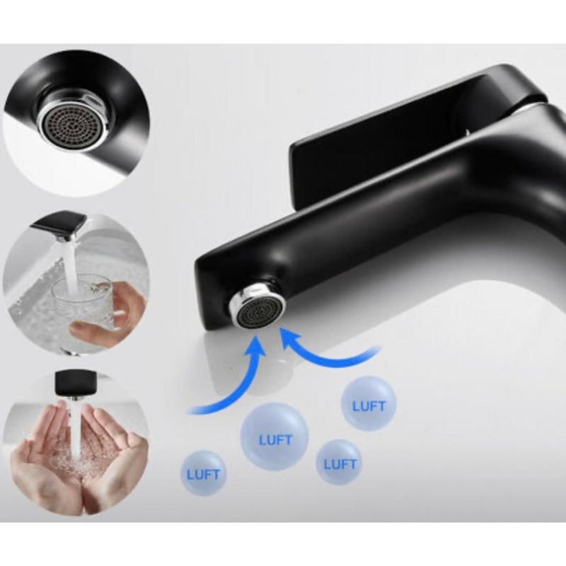 Casa si Gradina - Sanitare - Lavoar baie si accesorii - Baterii sanitare - Baterie Lavoar, Adsinio, Pipa plata, Corp de cupru, Negru - Infinity.ro