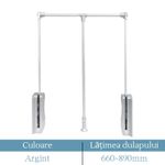 Casa si Gradina - Mobilier - Feronerie si accesorii mobila - Lift pentru umerase, Adsinio, 660-890mm, Argintiu, Amortizare la ridicare, Incarcare pana la 30 kg - Infinity.ro