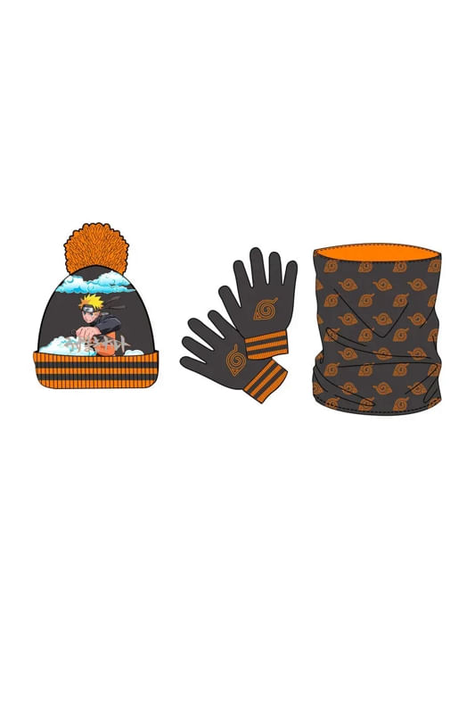 Set caciula-fular-manusi Naruto Unica Multicolor