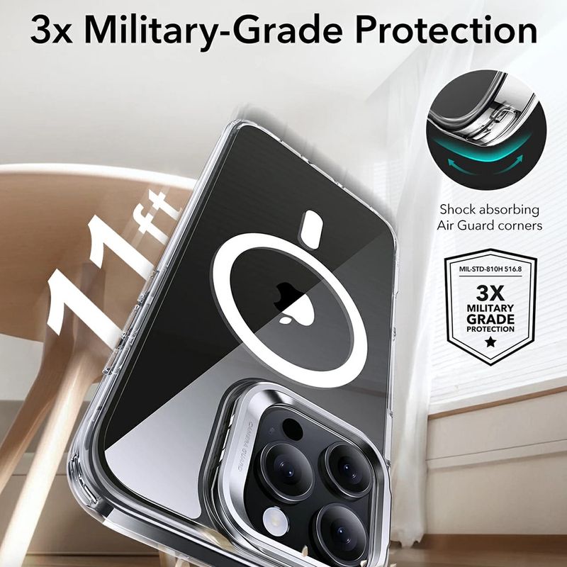 Laptop, Telefoane si Tablete - Telefoane mobile si accesorii - Accesorii Telefoane - Huse telefoane - Husa pentru iPhone 16 Pro - ESR Classic Hybrid HaloLock Kickstand - Transparent - Infinity.ro