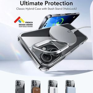 Husa pentru iPhone 16 - ESR Classic Hybrid HaloLock Kickstand - Transparent Negru