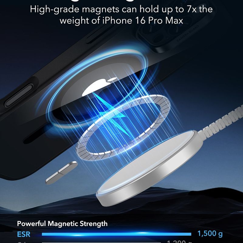 Laptop, Telefoane si Tablete - Telefoane mobile si accesorii - Accesorii Telefoane - Huse telefoane - Husa pentru iPhone 16 Pro Max - ESR Classic Hybrid HaloLock - Transparent Negru - Infinity.ro