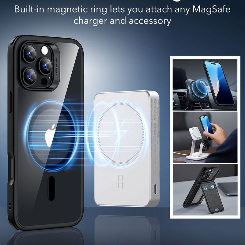 Laptop, Telefoane si Tablete - Telefoane mobile si accesorii - Accesorii Telefoane - Huse telefoane - Husa pentru iPhone 16 Pro Max - ESR Classic Hybrid HaloLock - Transparent Negru - Infinity.ro