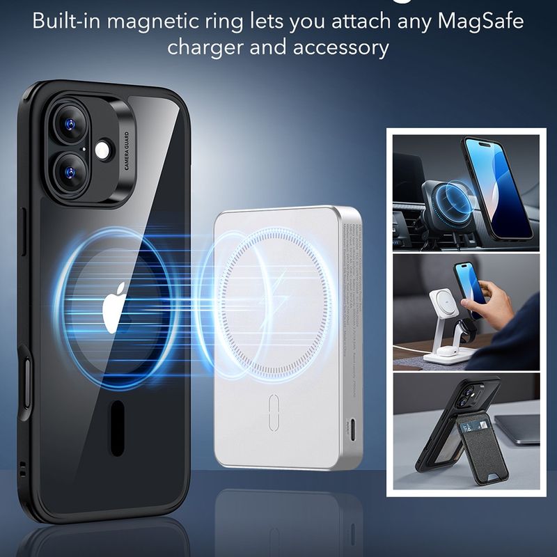 Laptop, Telefoane si Tablete - Telefoane mobile si accesorii - Accesorii Telefoane - Huse telefoane - Husa pentru iPhone 16 - ESR Classic Hybrid HaloLock - Transparent Negru - Infinity.ro