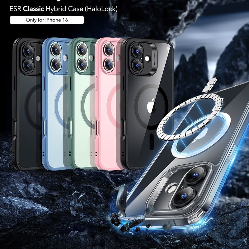 Laptop, Telefoane si Tablete - Telefoane mobile si accesorii - Accesorii Telefoane - Huse telefoane - Husa pentru iPhone 16 - ESR Classic Hybrid HaloLock - Transparent Negru - Infinity.ro