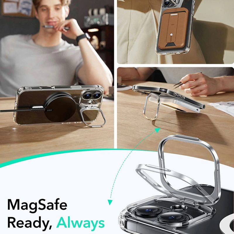 Laptop, Telefoane si Tablete - Telefoane mobile si accesorii - Accesorii Telefoane - Huse telefoane - Husa pentru iPhone 16 - ESR Classic Hybrid HaloLock Kickstand -  Negru - Infinity.ro
