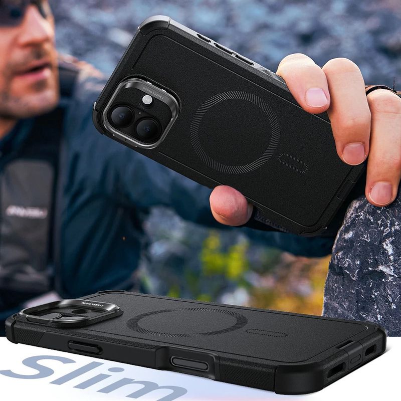 Laptop, Telefoane si Tablete - Telefoane mobile si accesorii - Accesorii Telefoane - Huse telefoane - Husa pentru iPhone 16 - ESR Cyber Armor Kickstand - Albastru - Infinity.ro