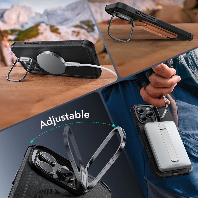Laptop, Telefoane si Tablete - Telefoane mobile si accesorii - Accesorii Telefoane - Huse telefoane - Husa pentru iPhone 16 Pro - ESR Cyber Armor Kickstand - Verde - Infinity.ro