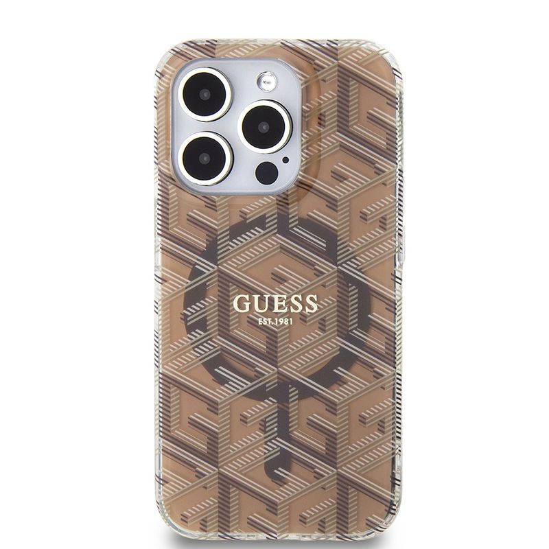 Laptop, Telefoane si Tablete - Telefoane mobile si accesorii - Accesorii Telefoane - Huse telefoane - Husa pentru iPhone 15 Pro Max - Guess IML GCube MagSafe (GUHMP15XHGCUSTGW) - Maro - Infinity.ro