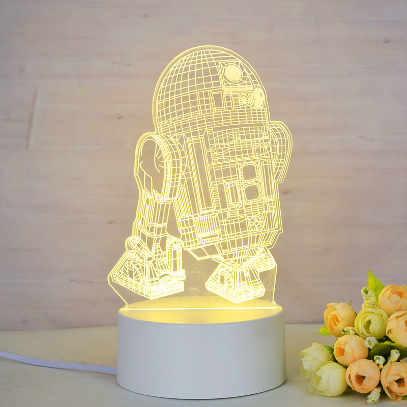 Casa si Gradina - Corpuri si surse de iluminat - Veioze si lampi - Lampi de veghe copii - Lampa de veghe 3D LED, Robotel, 7 Culori, Lumina Ambientala, Alimentare USB cu Incarcator priza si/sau 3 baterii AA - Infinity.ro