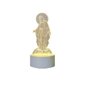 Lampa de veghe 3D LED, Fecioara Maria, 7 Culori, Lumina Ambientala, Alimentare USB cu Incarcator priza si/sau 3 baterii AA