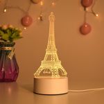 Casa si Gradina - Corpuri si surse de iluminat - Veioze si lampi - Lampi de veghe copii - Lampa de veghe 3D LED, Turnul Eiffel, 7 culori, lumina ambientala, alimentare USB cu incarcator priza si/sau 3 baterii AA - Infinity.ro