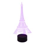 Casa si Gradina - Corpuri si surse de iluminat - Veioze si lampi - Lampi de veghe copii - Lampa de veghe 3D LED, Turnul Eiffel, 7 culori, lumina ambientala, alimentare USB cu incarcator priza si/sau 3 baterii AA - Infinity.ro