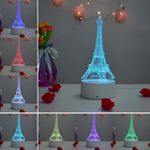 Casa si Gradina - Corpuri si surse de iluminat - Veioze si lampi - Lampi de veghe copii - Lampa de veghe 3D LED, Turnul Eiffel, 7 culori, lumina ambientala, alimentare USB cu incarcator priza si/sau 3 baterii AA - Infinity.ro