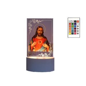 Lampa de veghe LED, Isus Hristos, 16 culori, cu telecomanda, alimentare USB sau 3 baterii AA