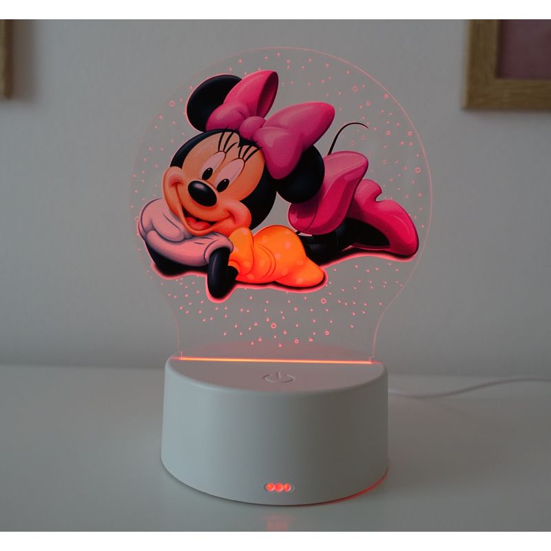 Casa si Gradina - Corpuri si surse de iluminat - Veioze si lampi - Lampi de veghe copii - Lampa de veghe LED, Minnie Mouse, 16 Culori, cu telecomanda, Lumina Ambientala, Alimentare USB sau 3 baterii AA - Infinity.ro