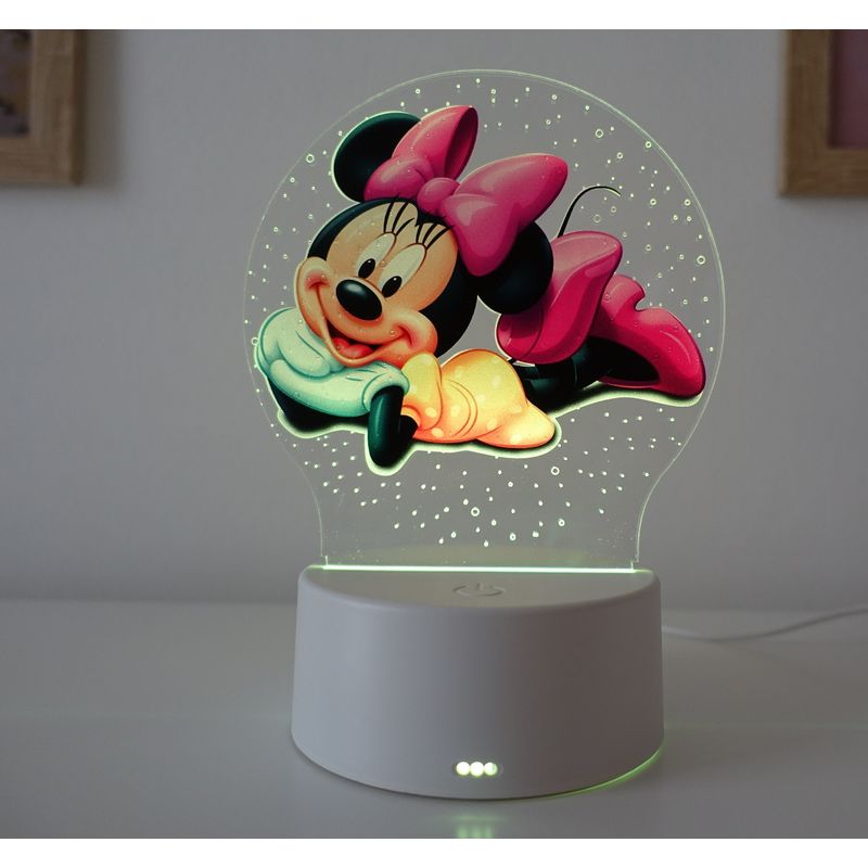 Casa si Gradina - Corpuri si surse de iluminat - Veioze si lampi - Lampi de veghe copii - Lampa de veghe LED, Minnie Mouse, 16 Culori, cu telecomanda, Lumina Ambientala, Alimentare USB sau 3 baterii AA - Infinity.ro