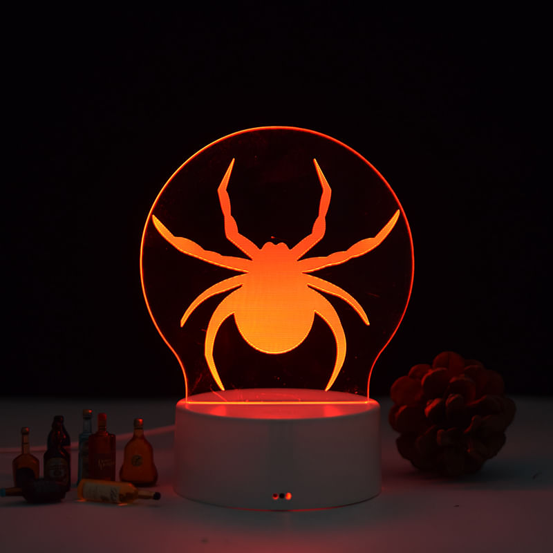 Casa si Gradina - Corpuri si surse de iluminat - Veioze si lampi - Lampi de veghe copii - Lampa de veghe 3D LED, Spider, 16 culori,cu telecomanda, lumina ambientala, alimentare USB sau 3 baterii AA - Infinity.ro