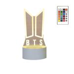 Casa si Gradina - Corpuri si surse de iluminat - Veioze si lampi - Lampi de veghe copii - Lampa de veghe 3D LED, BTS LOGO, 16 Culori, cu telecomanda, alimentare USB sau 3 baterii AA - Infinity.ro