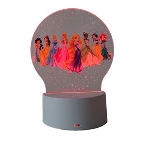 Lampa de veghe LED, Printese Disney, 7 culori, lumina ambientala, alimentare USB sau 3 baterii AA