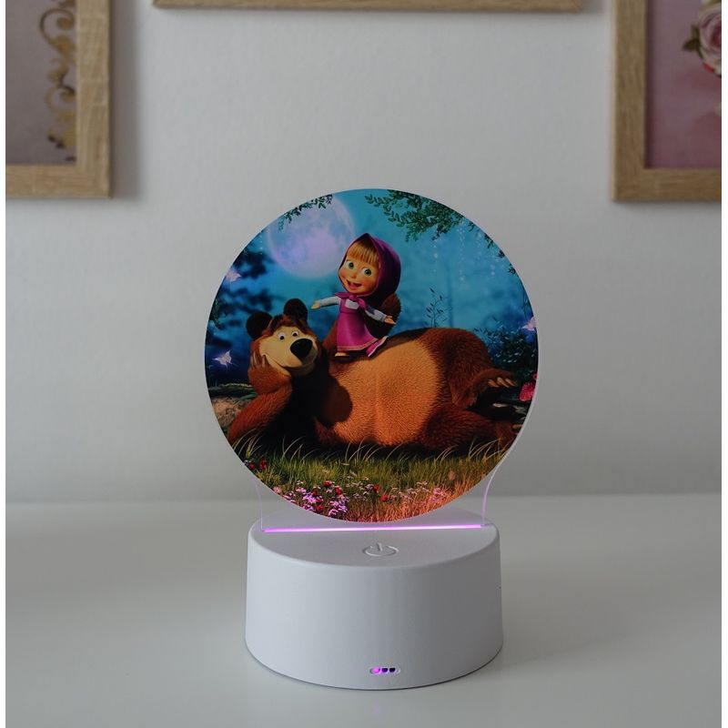 Casa si Gradina - Corpuri si surse de iluminat - Veioze si lampi - Lampi de veghe copii - Lampa de veghe LED, Masha si Ursul, 7 culori, alimentare USB sau 3 baterii AA - Infinity.ro